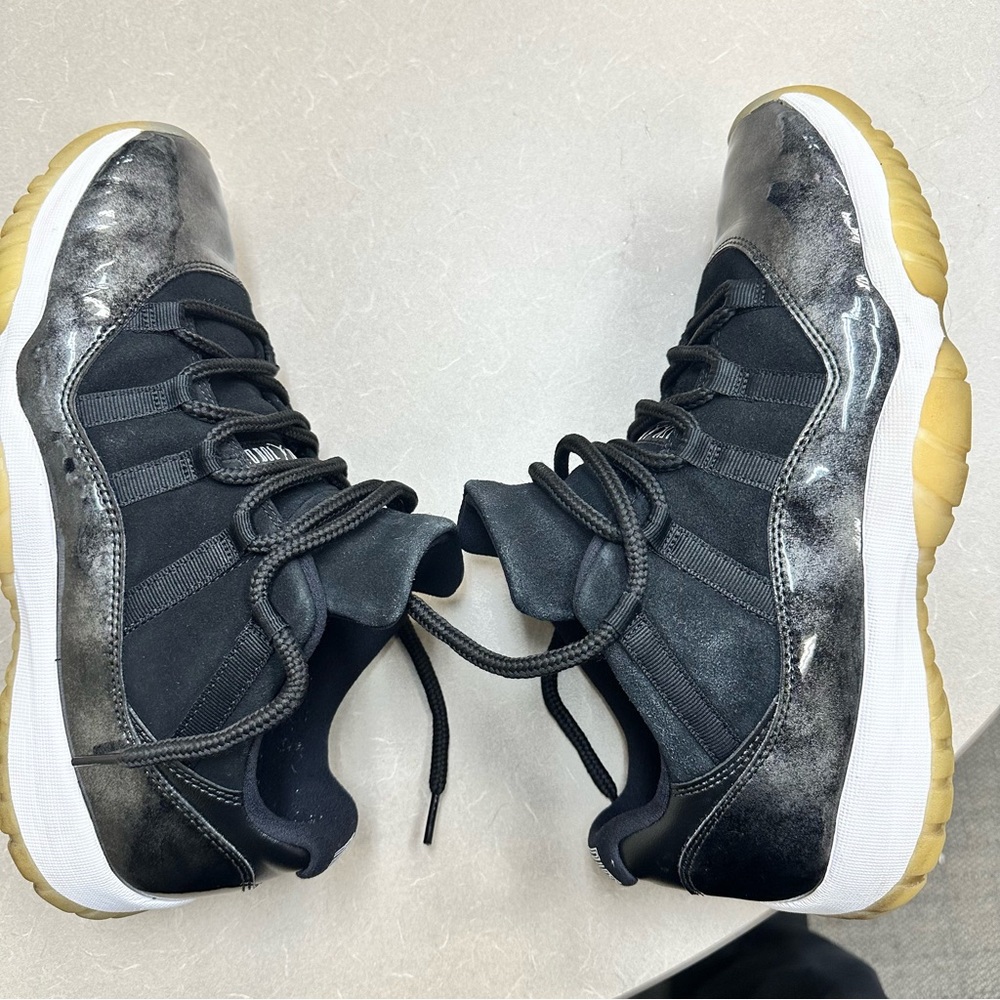 Jordan 11 Black and White Sneakers with Gold Accents - Picture 6 of 10